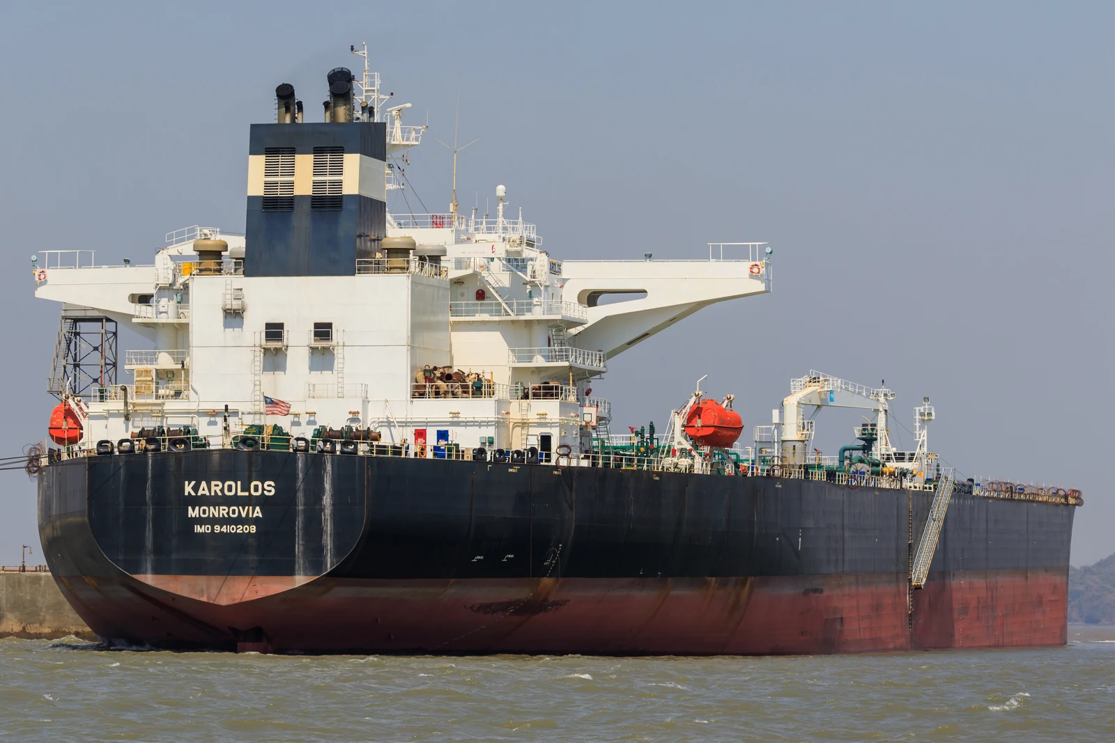 An oil tanker at Jawahar Dweep in Mumbai harbour, photographed in March 2016.