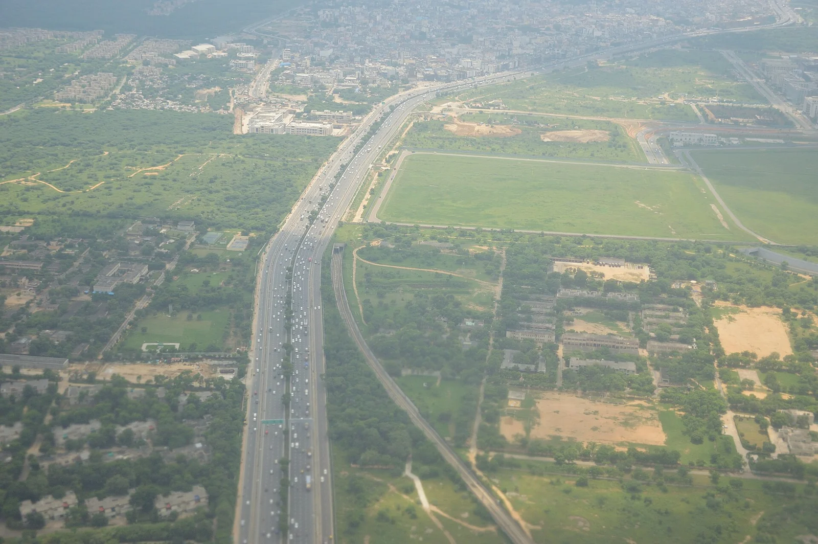 An aerial view of the Delhi–Gurgaon Expressway.
